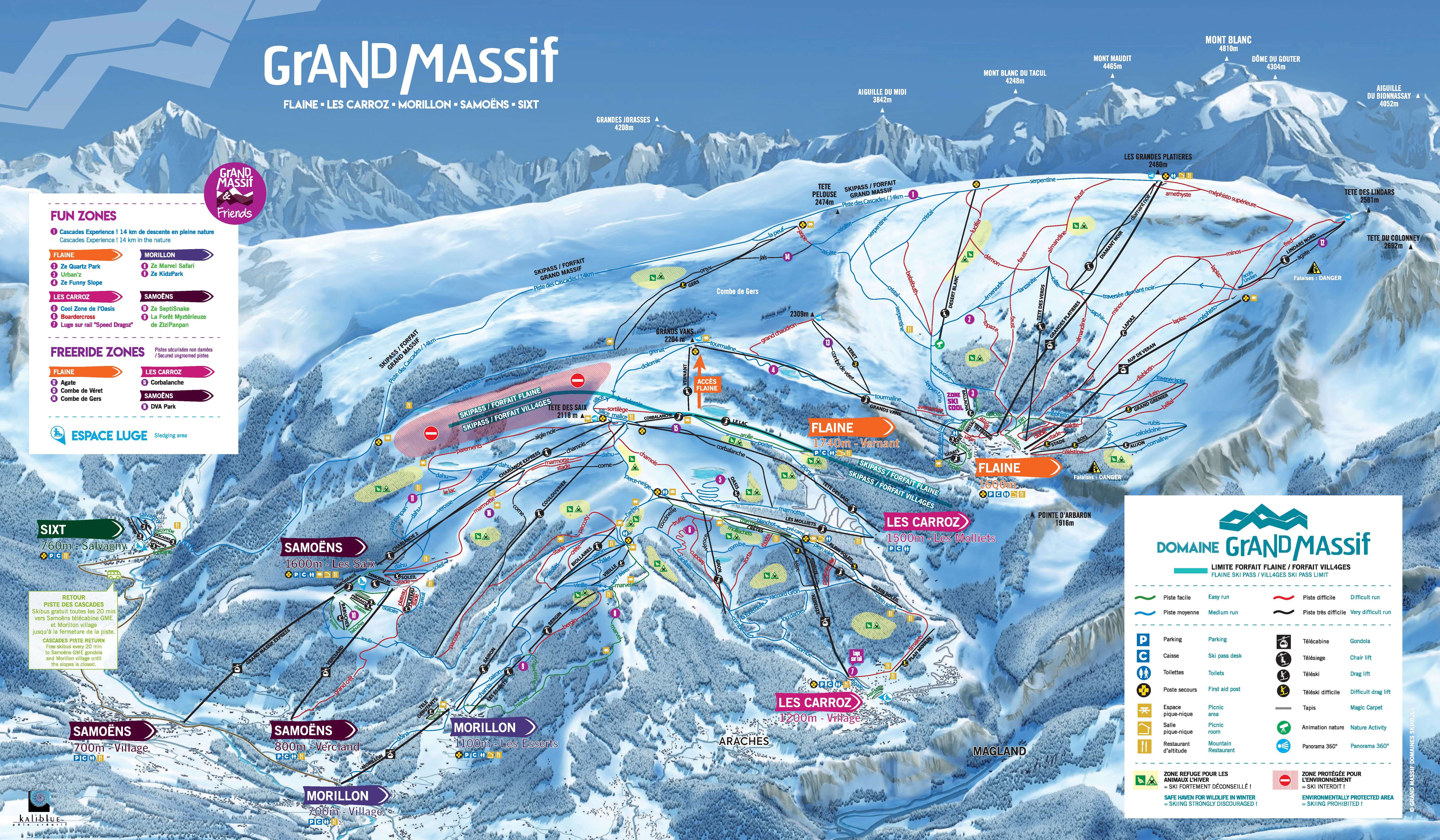 Grand Massif Piste Map - Samoëns - Morillon - Flaine - Les Carroz - Sixt