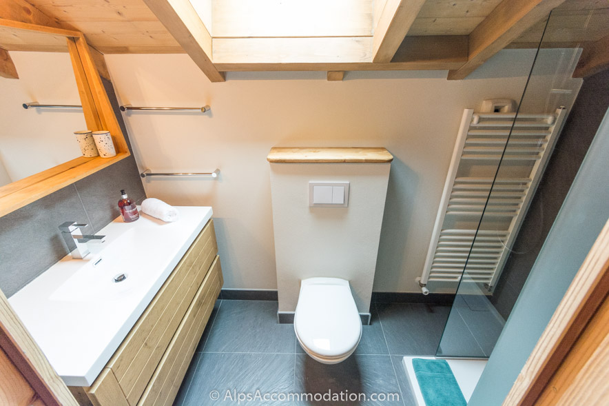 Apartment CH8 Morillon - The ensuite bathroom of the king bedroom featuring large walk in shower