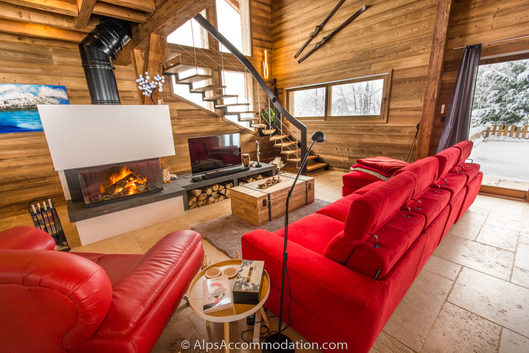 Chalet Sole Mio Morillon - The very impressive living area which opens out to the private gardens