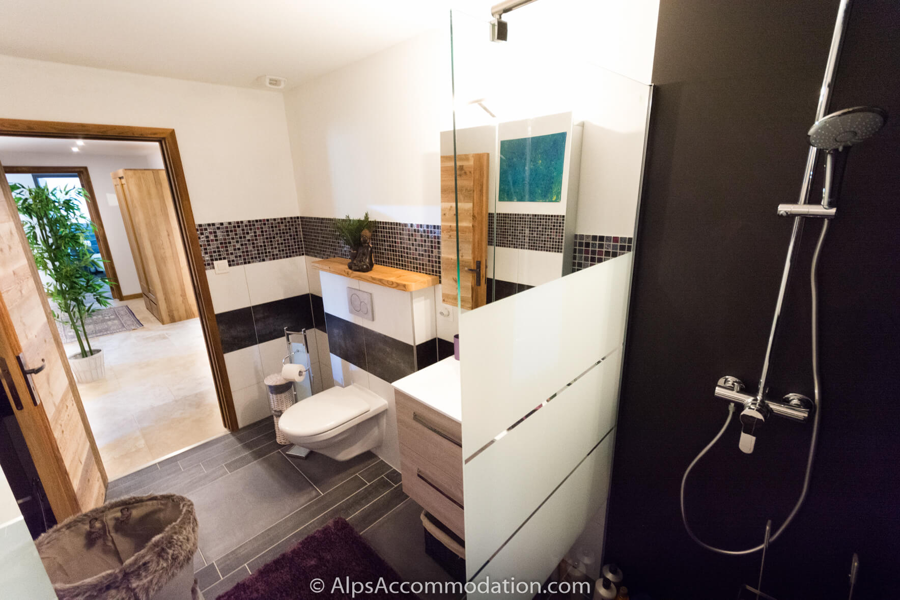 Chalet Sole Mio Morillon - Lower level family bathroom with shower