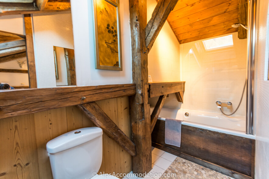 The Mazot Samoëns - Master bedroom ensuite with bath shower and vanity unit with sink