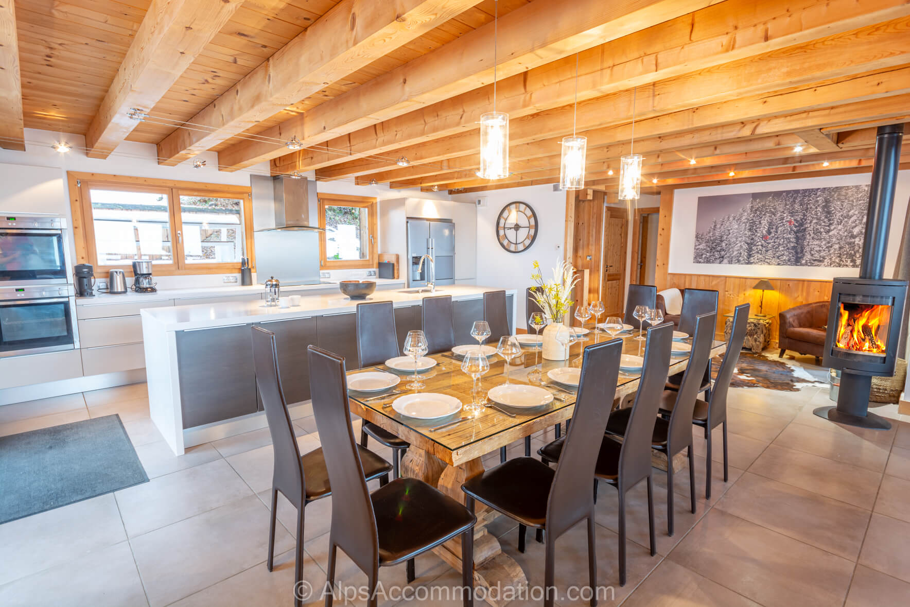 Chalet Foehn Samoëns - Magnificent open plan kitchen and dining area