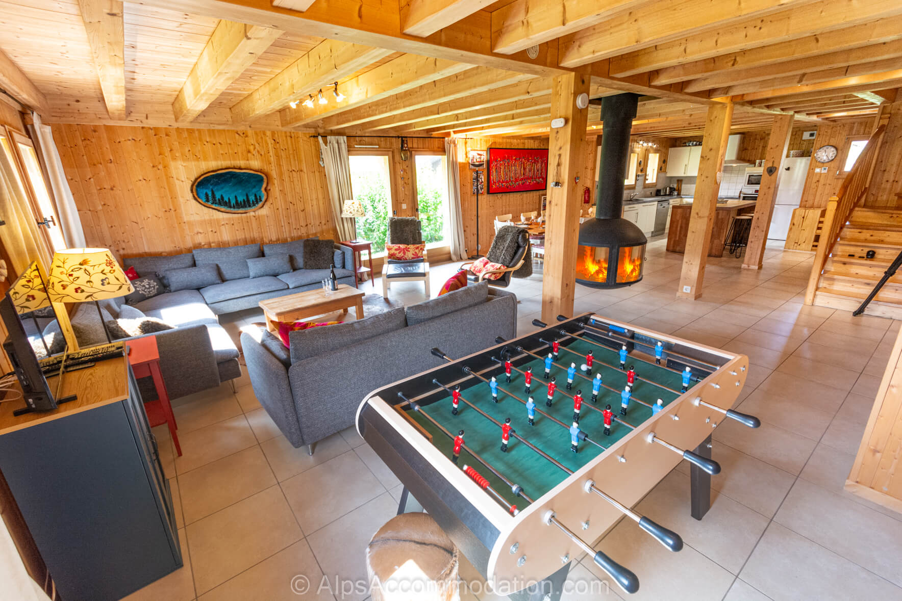 Chalet Esse Samoëns -  Large living area with table football, TV, DVD player and games console